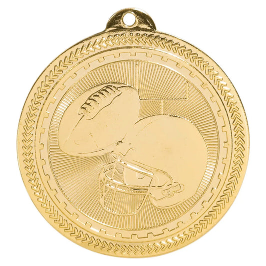Bright Gold 2" Football Laserable BriteLazer Medal