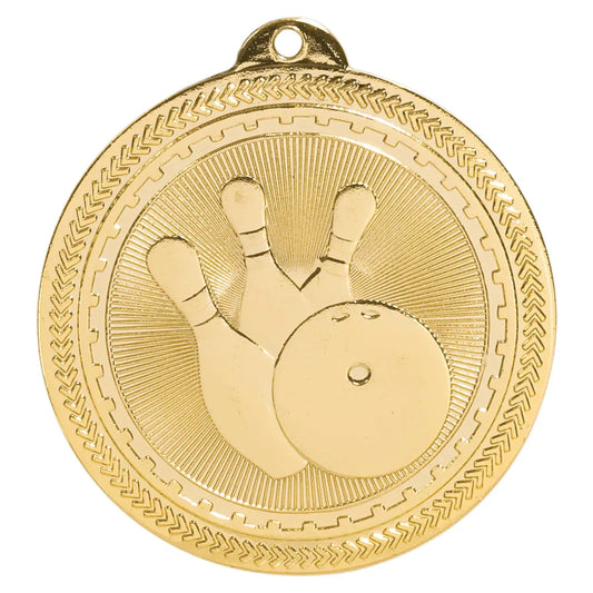 Bright Gold 2" Bowling Laserable BriteLazer Medal