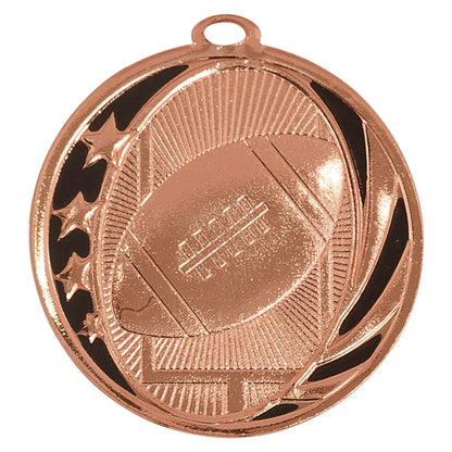Bright Bronze 2" Football Laserable MidNite Star Medal