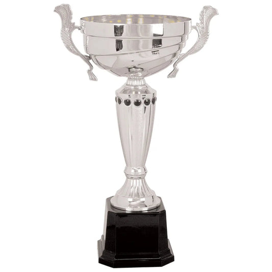Silver 3 14 1/2" Completed Metal Cup Trophy on Plastic Base