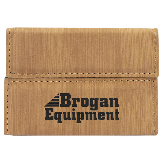Bamboo 3 3/4" x 2 3/4" Laserable Leatherette Hard Business Card Holder