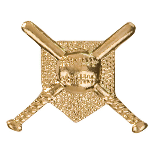 Gold Crossed Bats Metal Chenille Letter Insignia