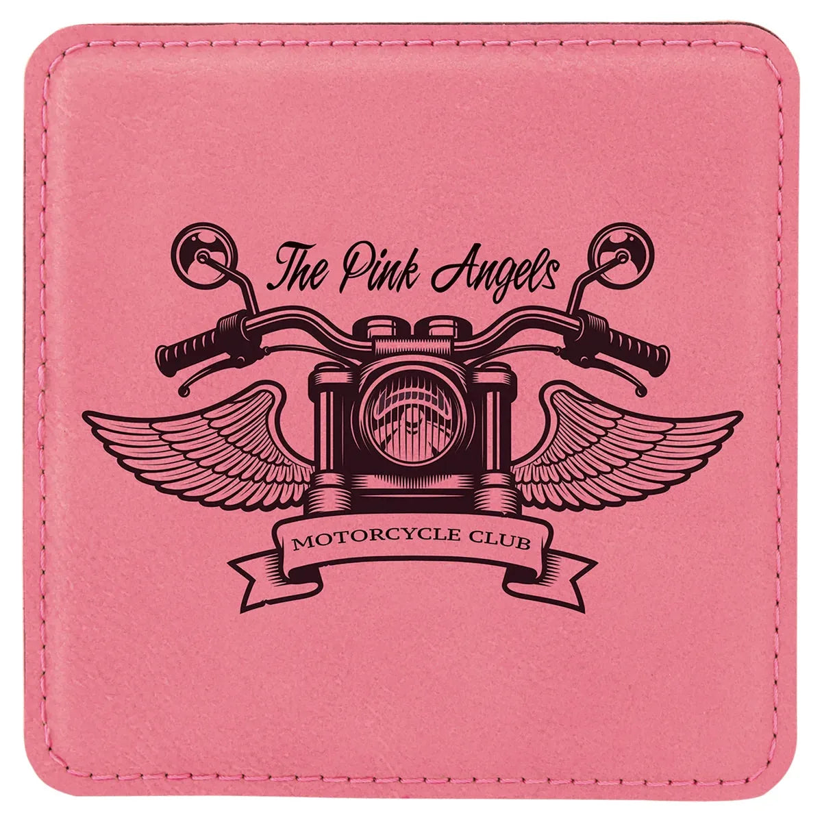 Pink 4" x 4" Square Laserable Leatherette Coaster