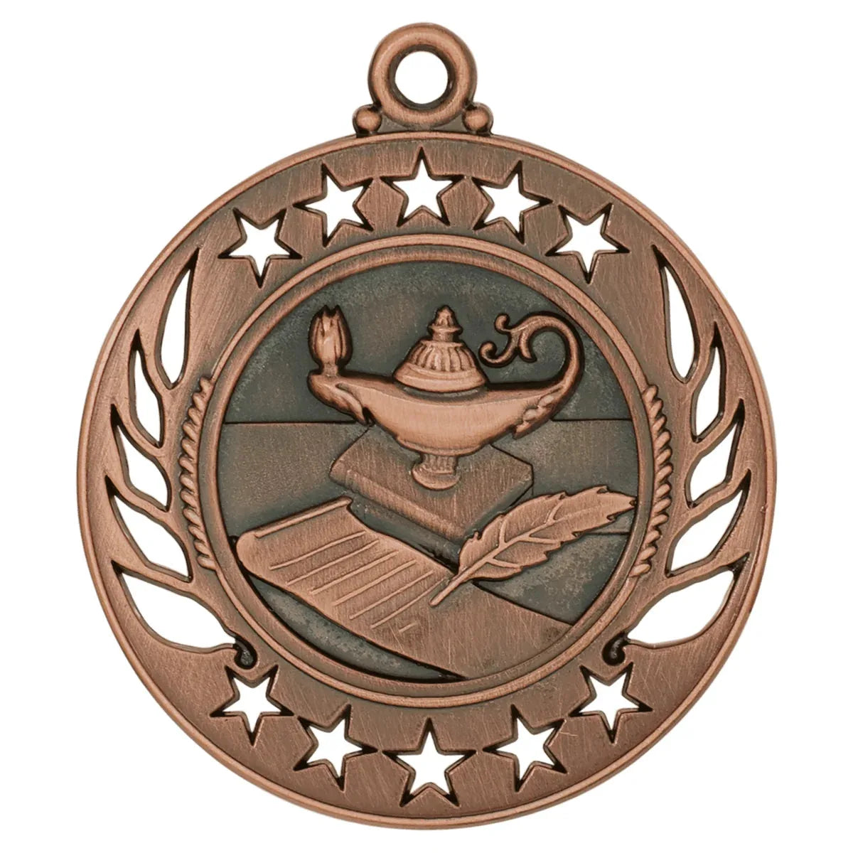 Antique Bronze 2 1/4" Lamp of Knowledge Galaxy Medal