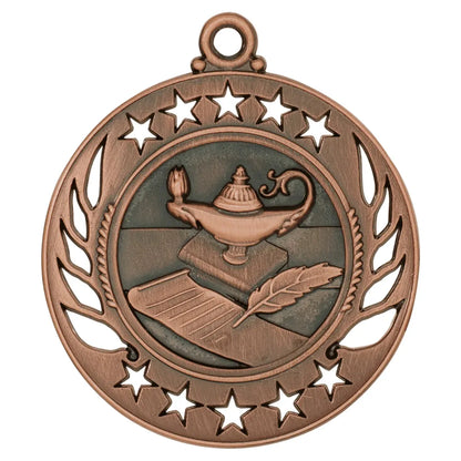 Antique Bronze 2 1/4" Lamp of Knowledge Galaxy Medal
