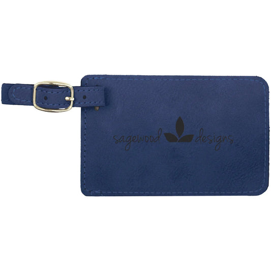 Blue/Black 4 1/4" x 2 3/4" Laserable Leatherette Luggage Tag