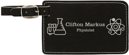 Black/Silver 4 1/4" x 2 3/4" Laserable Leatherette Luggage Tag