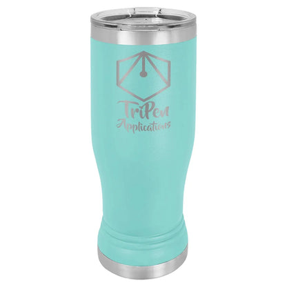 Teal 14 oz. Polar Camel Pilsner with Clear Lid