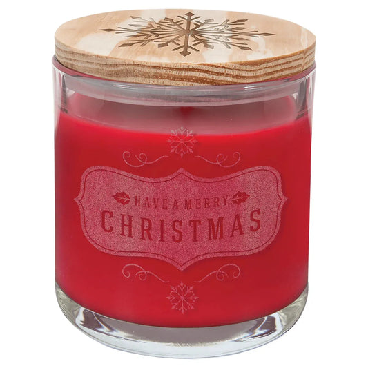14 oz. Peppermint Twist Candle in a Glass Holder with Wood Lid