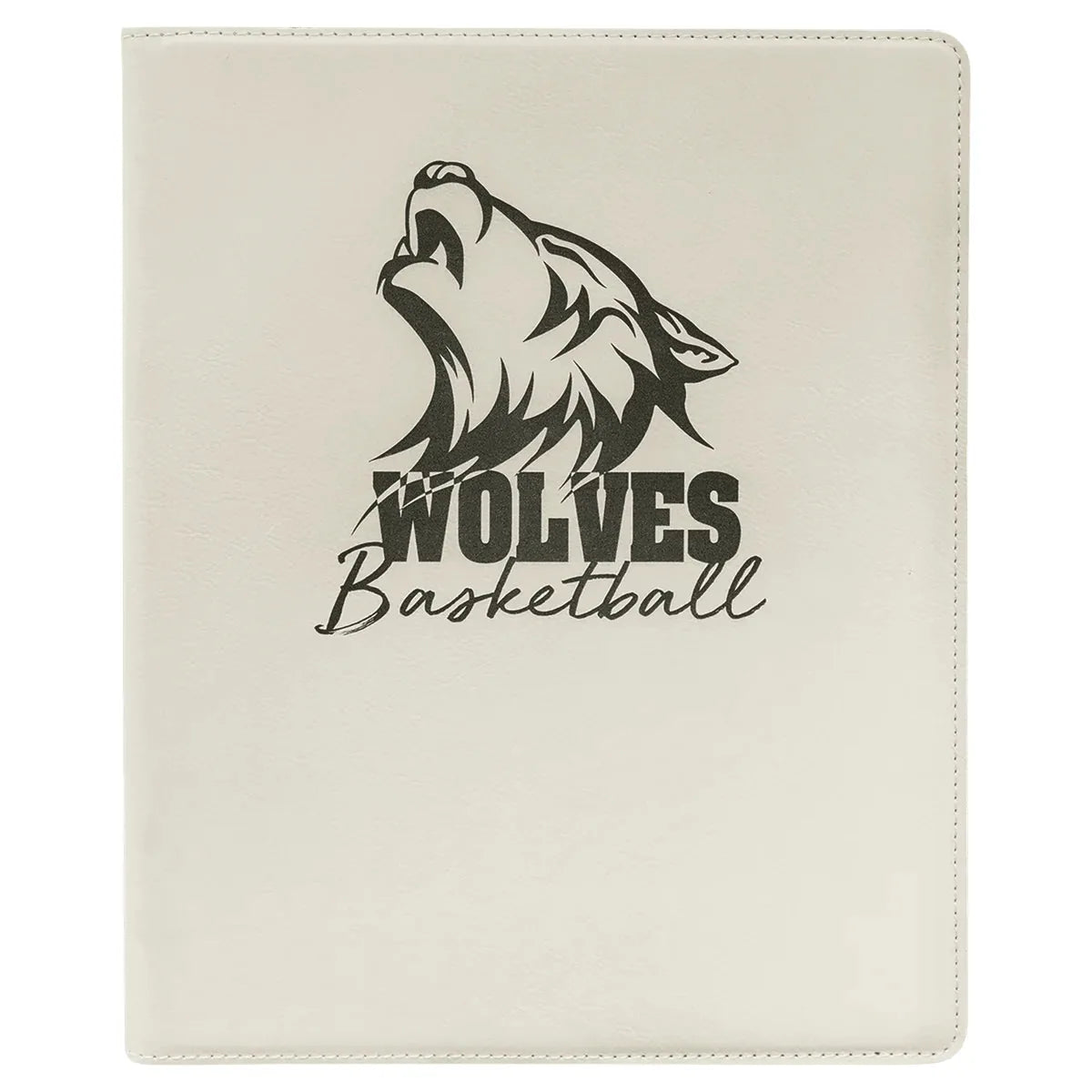 White/Black 9 1/2" x 12" Laserable Leatherette Portfolio with Notepad