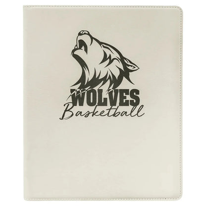 White/Black 9 1/2" x 12" Laserable Leatherette Portfolio with Notepad