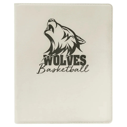 White/Black 9 1/2" x 12" Laserable Leatherette Portfolio with Notepad