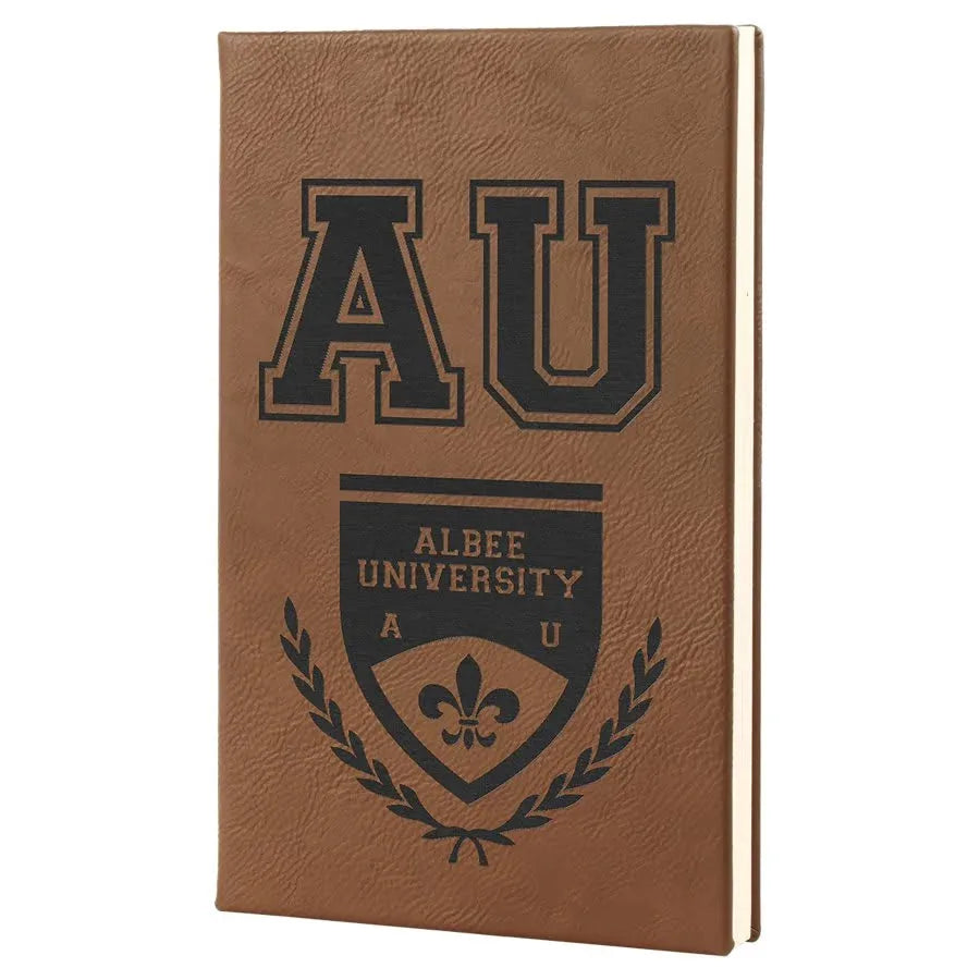 Dark Brown 5 1/4" x 8 1/4" Laserable Leatherette Journal with Lined Notepad