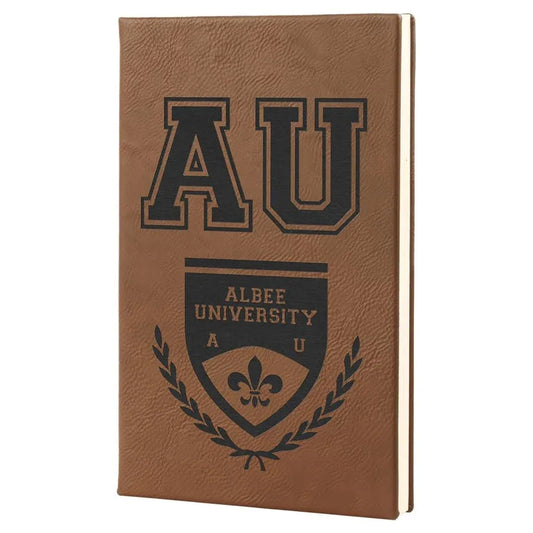 Dark Brown 5 1/4" x 8 1/4" Laserable Leatherette Journal with Lined Notepad