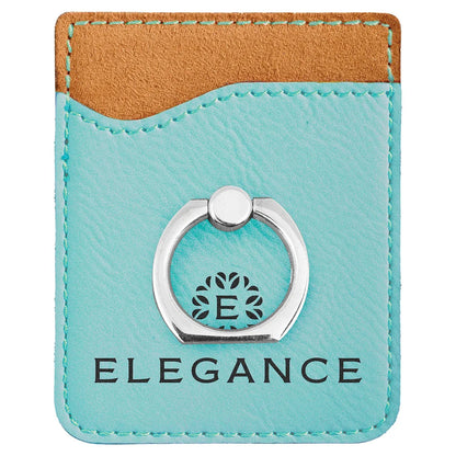Teal Laserable Leatherette Phone Wallet with Silver Phone Wallet with Silver Ring