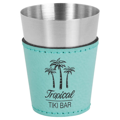 Teal Laserable Leatherette & Stainless Steel 2 oz. Shot Glass