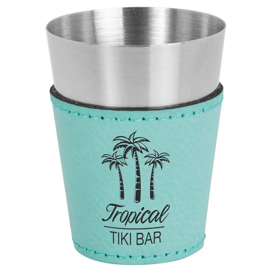 Teal Laserable Leatherette & Stainless Steel 2 oz. Shot Glass