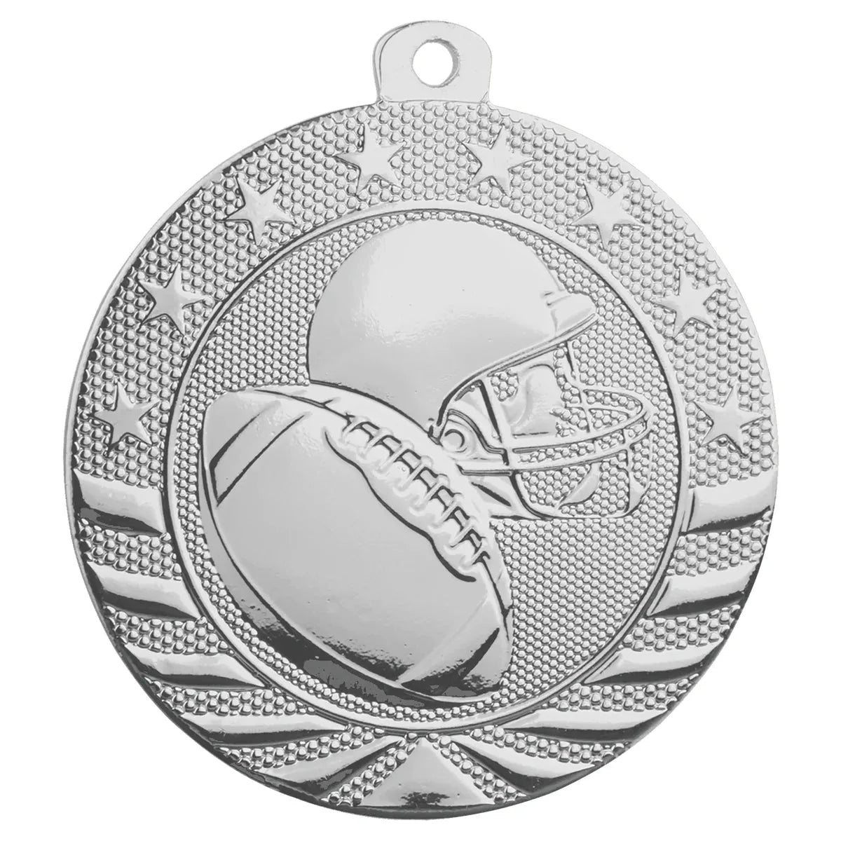 Bright Silver 2" Football Starbrite Medal