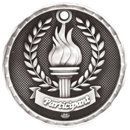 Antique Silver 2" 3D Participant Medal