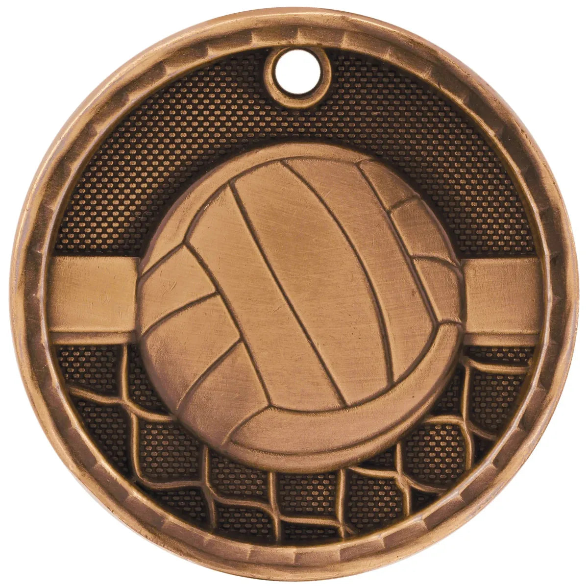 Antique Bronze 2" 3D Volleyball Medal