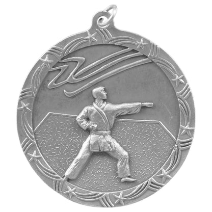 Antique Silver 2 1/2" Martial Arts Shooting Star Medal
