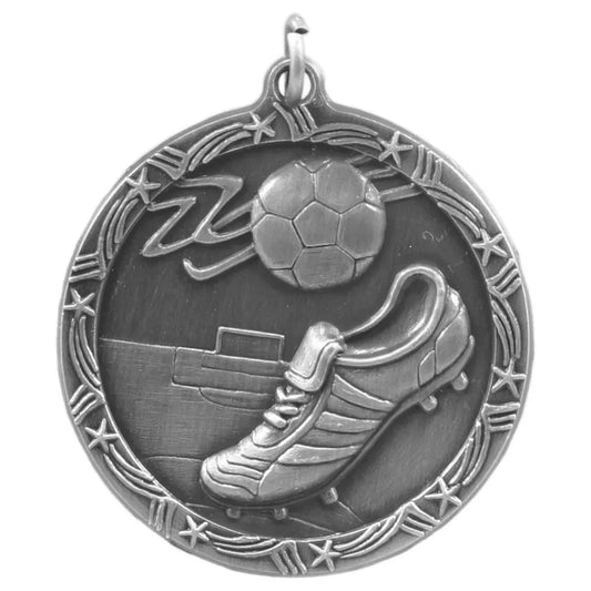 Antique Silver 1 3/4" Soccer Shooting Star Medal