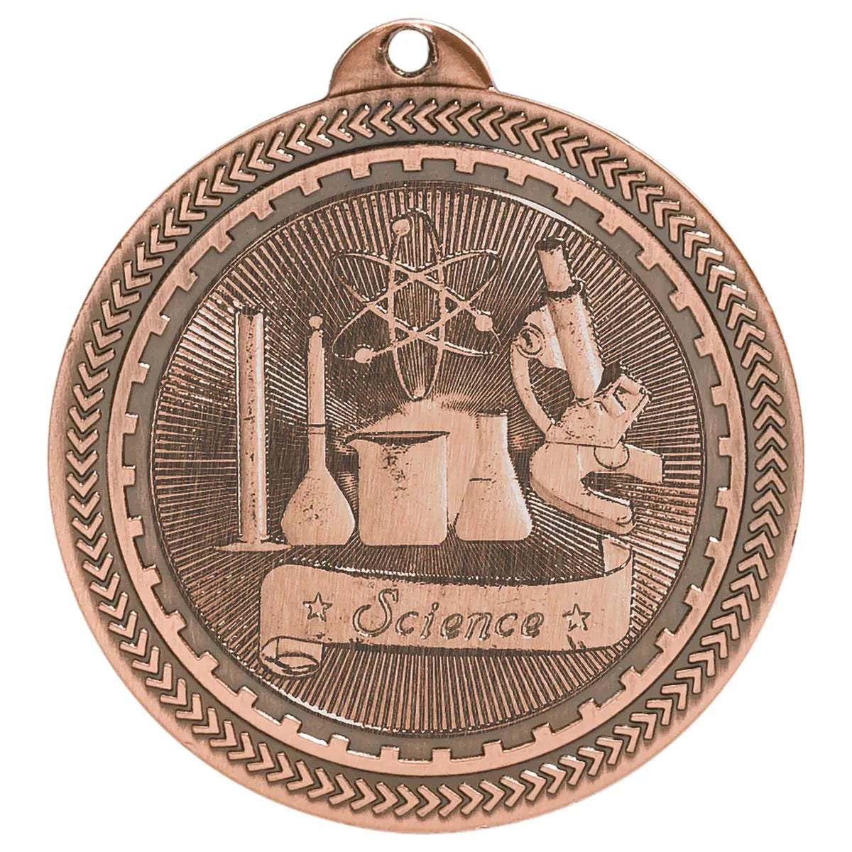 Antique Bronze 2" Science Laserable BriteLazer Medal