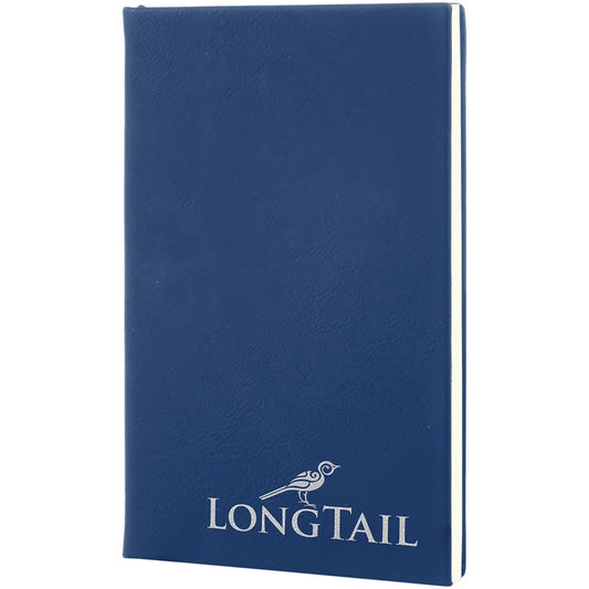 Blue/Silver 5 1/4" x 8 1/4" Laserable Leatherette Journal with Lined Notepad