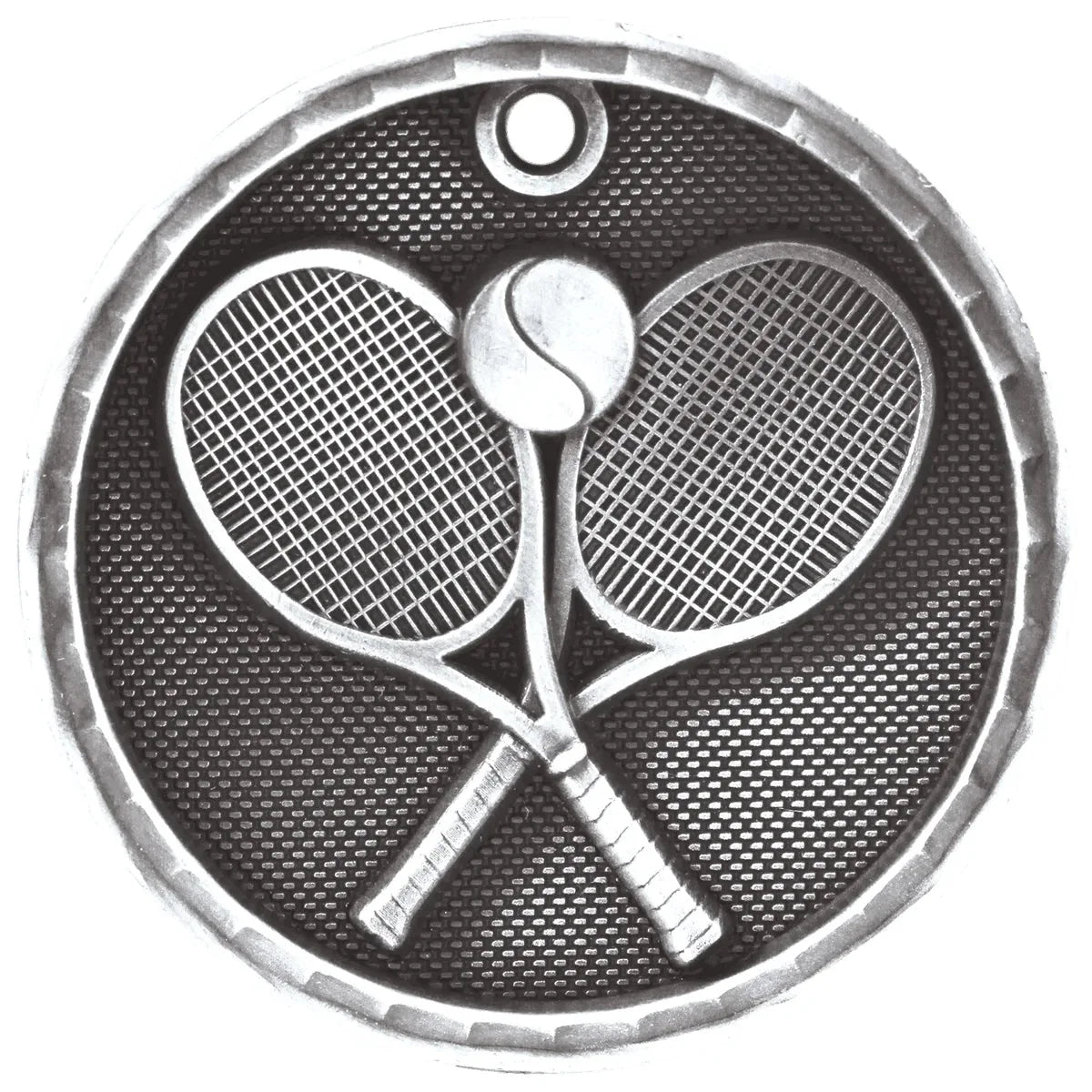Antique Silver 2" 3D Tennis Medal