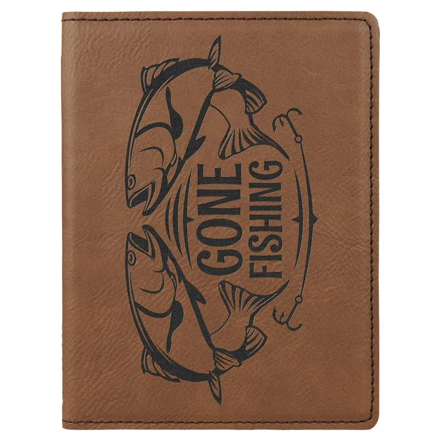 Dark Brown 4 1/4" x 5 1/2" Laserable Leatherette Passport Holder