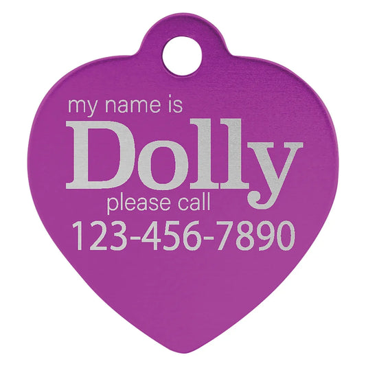 Purple 1" x 1" Laserable Anodized Aluminum Heart Pet Tag