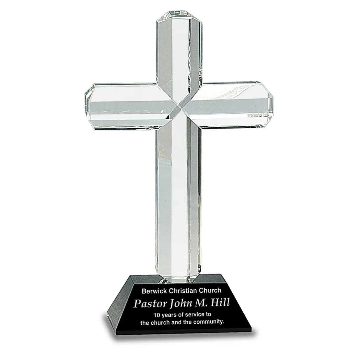 Black 8 1/2" Crystal Cross on Pedestal Base