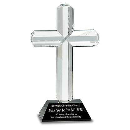 Black 8 1/2" Crystal Cross on Pedestal Base