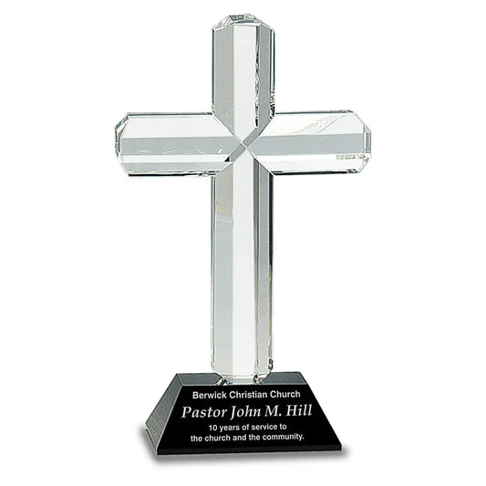 Black 8 1/2" Crystal Cross on Pedestal Base