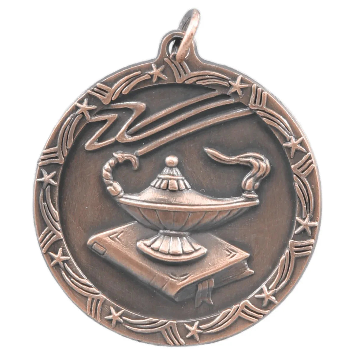 Antique Bronze 1 3/4" Lamp of Knowledge Shooting Star Medal
