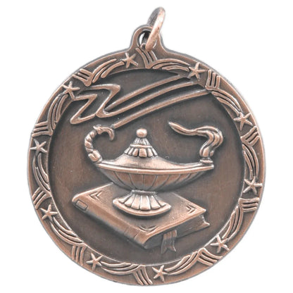 Antique Bronze 1 3/4" Lamp of Knowledge Shooting Star Medal