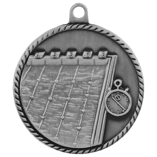 Antique Silver 2" Swimming High Relief Medal