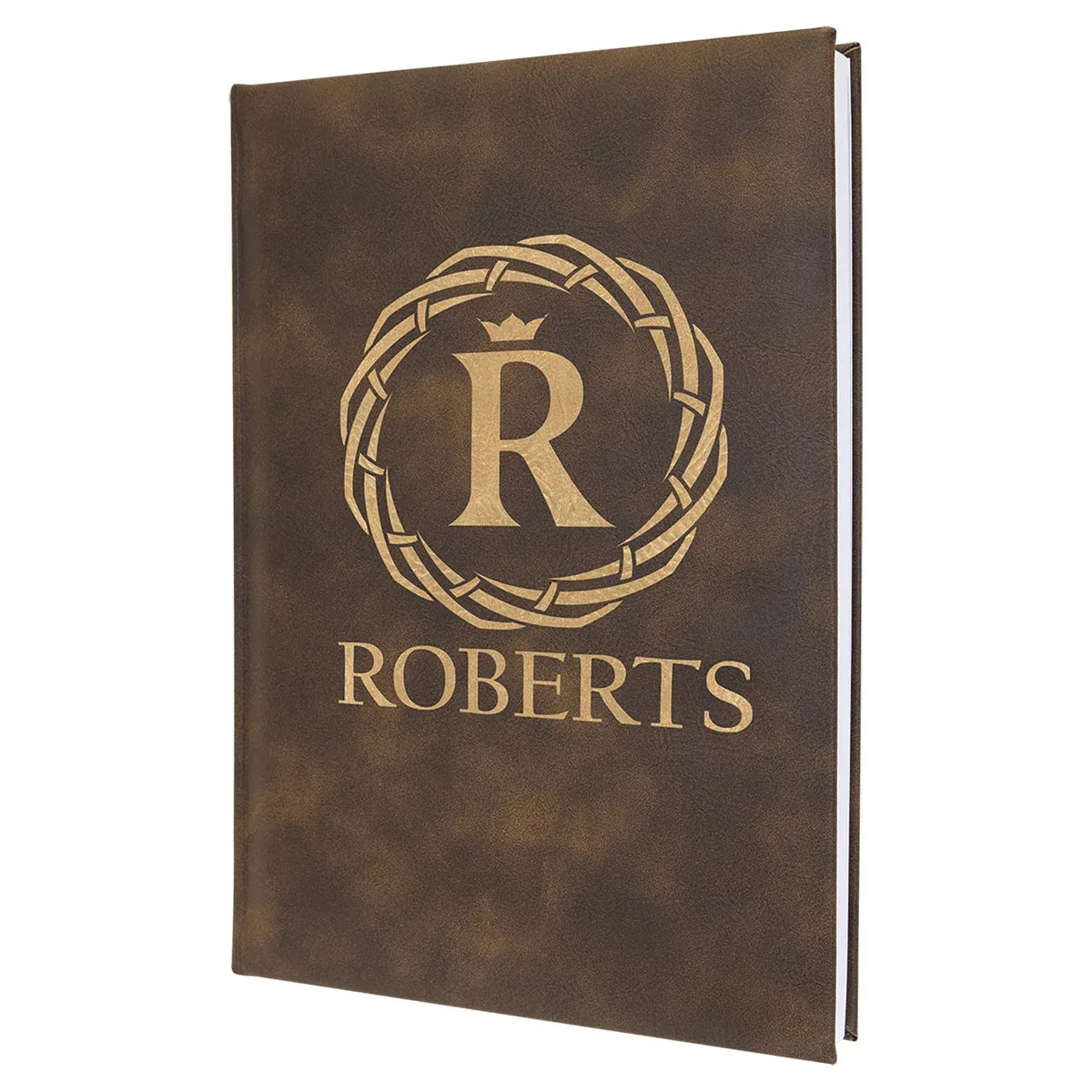 Rustic/Gold 7" x 9 3/4" Laserable Leatherette Journal with Lined Notepad