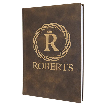 Rustic/Gold 7" x 9 3/4" Laserable Leatherette Journal with Lined Notepad