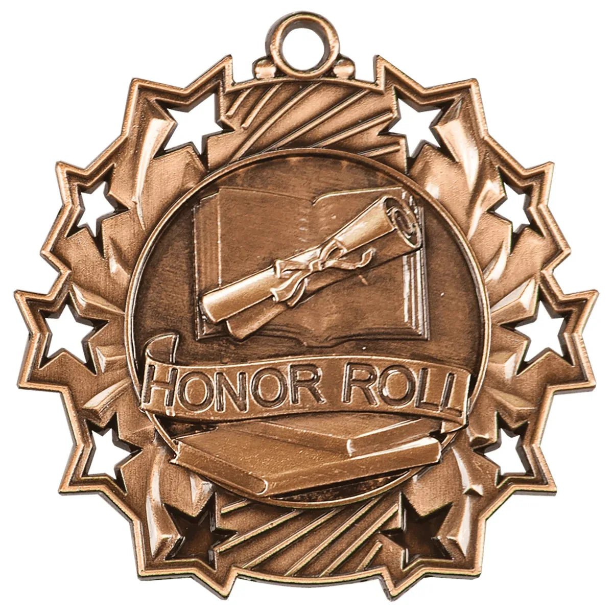 Antique Bronze 2 1/4" Honor Roll Ten Star Medal