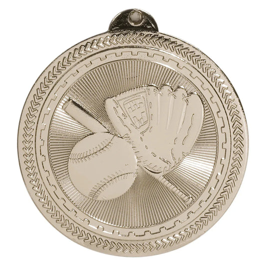 Bright Silver 2" Baseball/Softball Laserable BriteLazer Medal