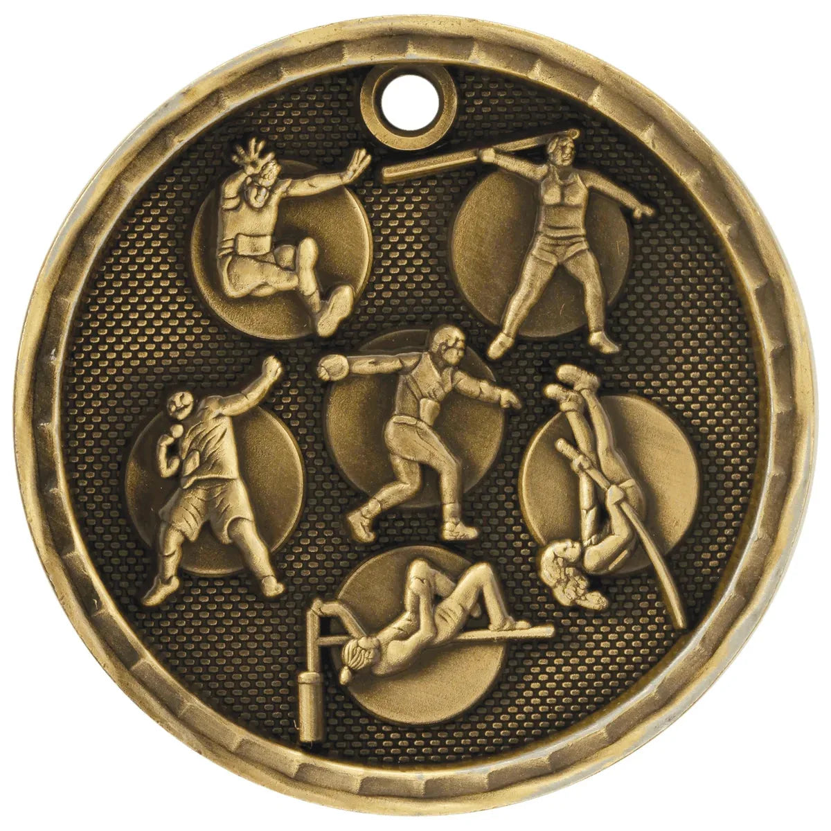 Antique Gold 2" 3D Track and Field Medal