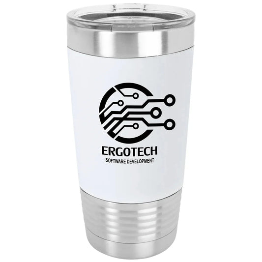 White/Black Tumbler with Silicone Grip and Clear 20 oz. Polar Camel Lid