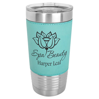 Teal Polar Camel 20 oz. Laserable Leatherette Tumbler with Clear Lid