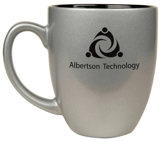 Silver 16 oz. Ceramic Bistro LazerMug