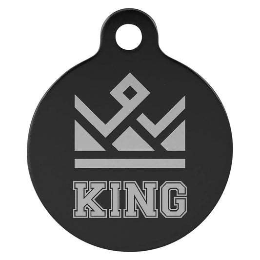 Black 1" Laserable Anodized Aluminum Round Pet Tag with Tab