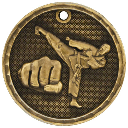 Antique Gold 2" 3D Martial Arts Medal