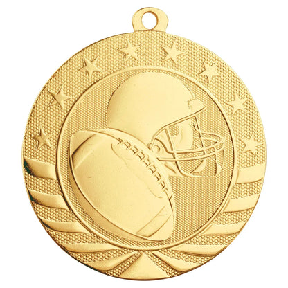 Bright Gold 2 3/4" Football Starbrite Medal