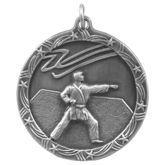 Antique Silver 1 3/4" Martial Arts Shooting Star Medal