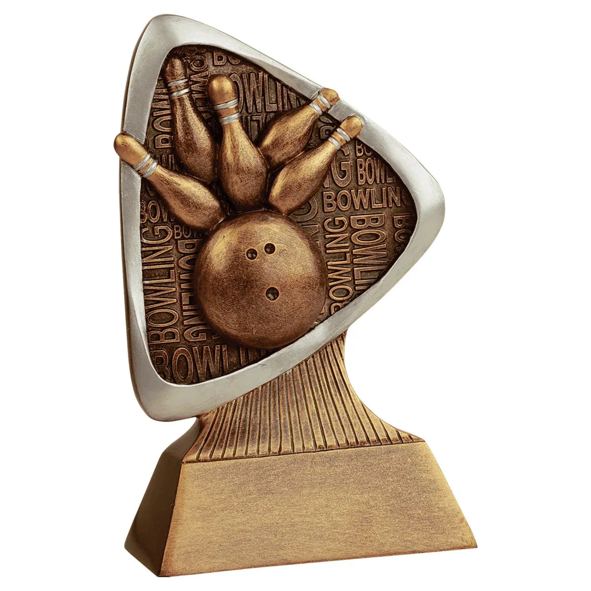 Custom Bowling Triad Resin (5 1/2") — Engraved Plate | Award-Ready